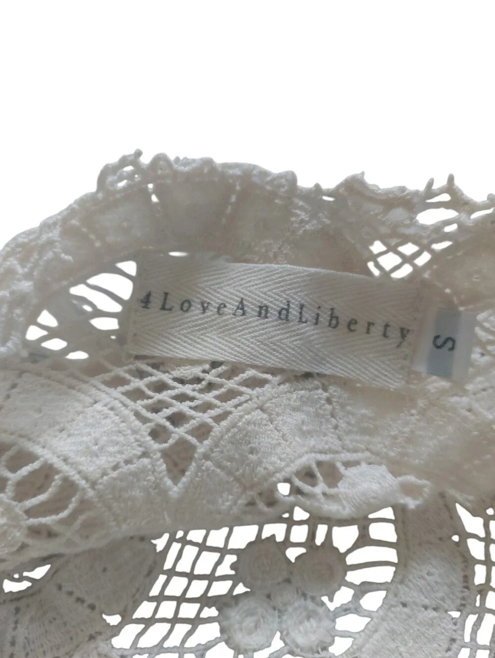4 Love and Liberty by Johnny Was blue and white sheer peasant top size S